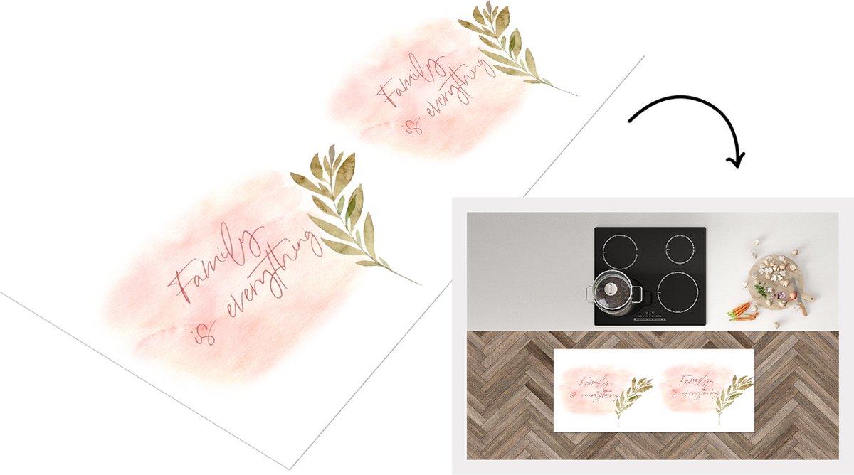 KitchenYeah Keukenloper - Loper keuken - Quotes - Family is everything - Spreuken - 120x50 cm - Keukenloper vinyl Multicolor