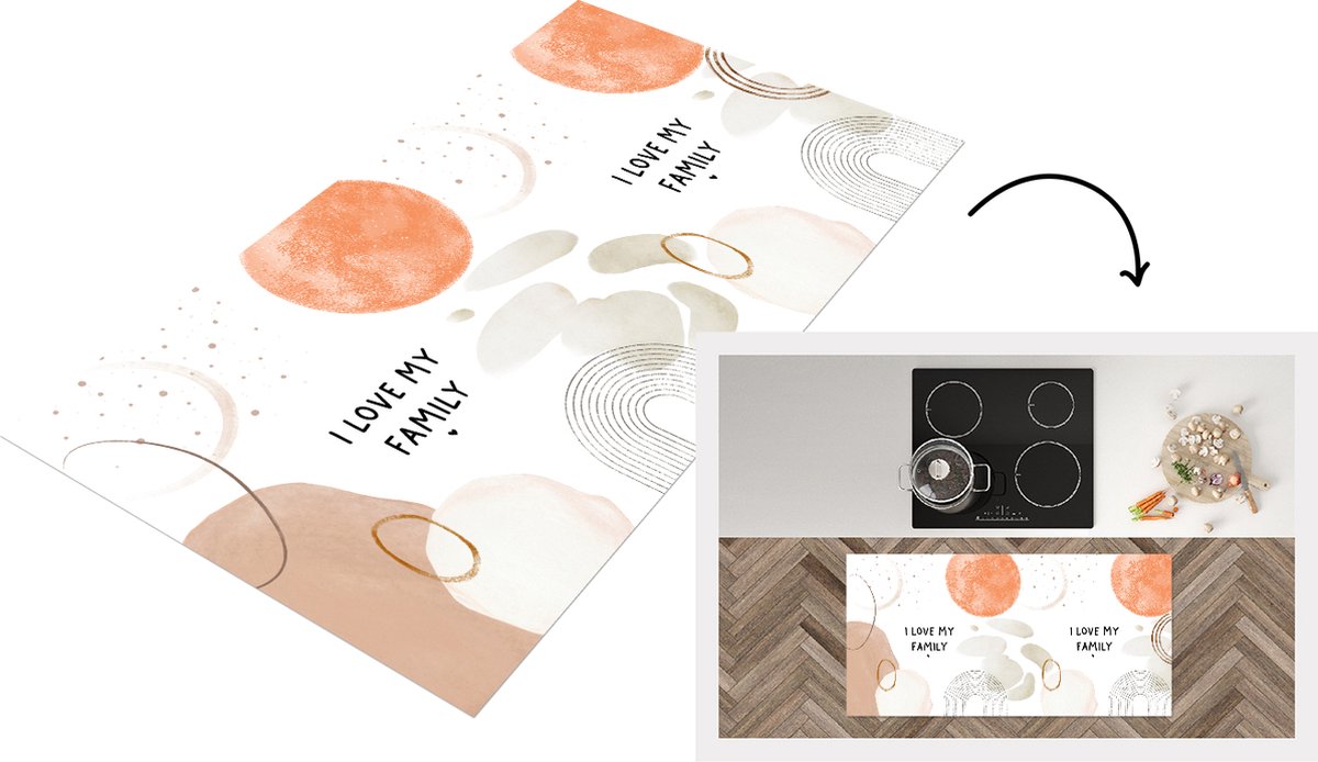 KitchenYeah Keukenloper - Loper keuken - Quotes - Spreuken - I love my family - 120x60 cm - Keukenloper vinyl Multicolor