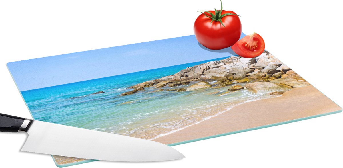 Glazen Snijplank - 39x28 - Strand - Zee - Tropisch - Zomer - Snijplanken Glas
