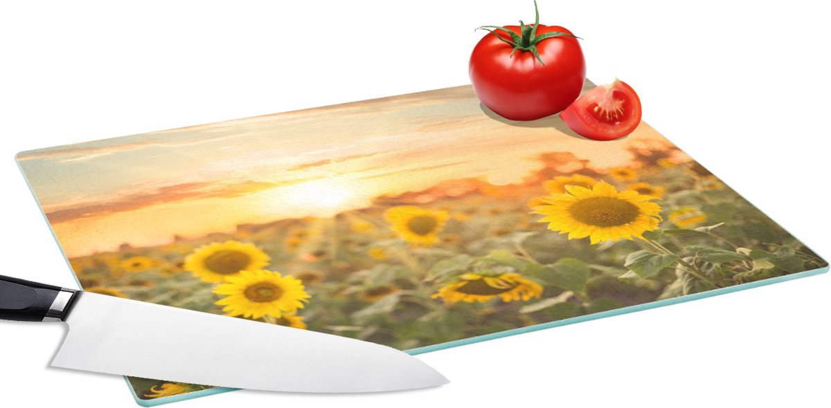 Glazen Snijplank - 39x28 - Zonnebloem - Zon - Bloemen - Snijplanken Glas