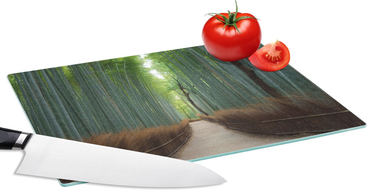 Glazen Snijplank - 28x20 - Bamboe - Pad - Bos - Snijplanken Glas