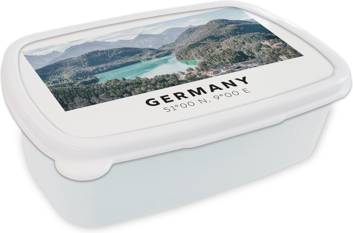 Broodtrommel Wit - Lunchbox - Brooddoos - Duitsland - Water - Bos - 18x12x6 cm - Volwassenen