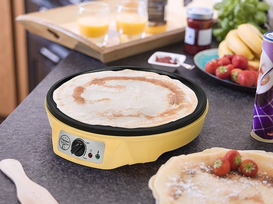 Bestron Pannenkoekenmaker - ASW602 - 1000W - Crêpemaker - 30cm - Geel - Incl houten stapel en verdeler - 5 jaar garantie — afbeelding 5