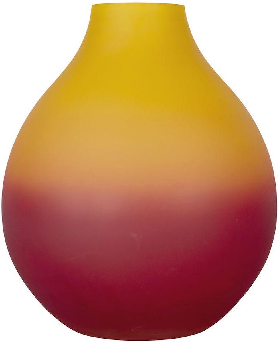 ByOn Vaas Geel Rood Glas – 30 cm Hoog – Ovaal Design – Moderne Blikvanger