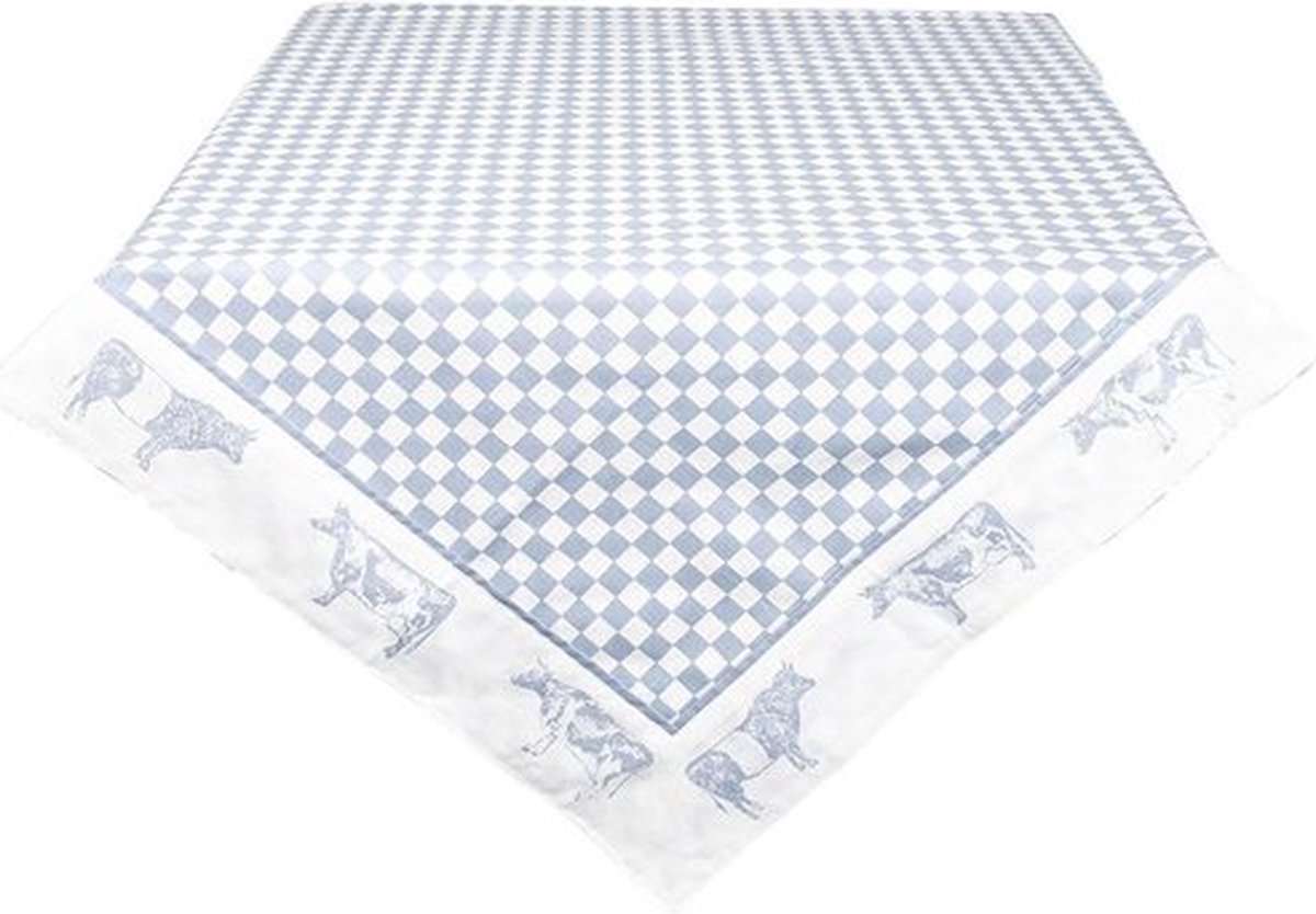 Vierkant Tafelkleed 100*100 cm - Blauw Wit Katoen