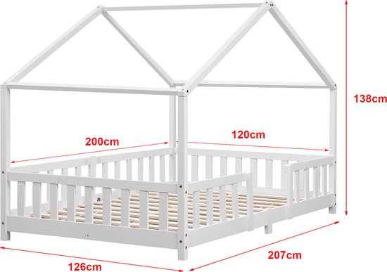 Lit enfant Treviolo avec protection antichute 120x200 cm blanc mat