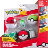 Set de Riem Pokémon Clip 'N' Go Poké Ball - Poké Ball, Nest Ball et figurine Bulbizarre