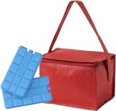 Petit mini sac isotherme rouge pour 6 canettes dont 2 éléments réfrigérants - Glacières compactes / sacs isothermes et éléments