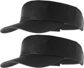 Casquette pare-soleil noire 2 pièces pour adultes - Visières pare-soleil noires réglables en coton - Femme/Homme