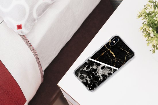 Coque iPhone Xs - Marbre - Or - Luxe - Siliconen