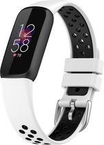 By Qubix - Geschikt voor fitbit luxe bandje - Siliconen sportbandje - Maat: Large - Wit + zwart Smartwatchbandje horlogeband polsband Armband Strap