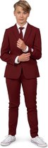 OppoSuits TEEN BOYS Blazing Burgundy - Costume Ado - Couleur Unie Décontractée - Rouge Foncé - Taille EU 170/176