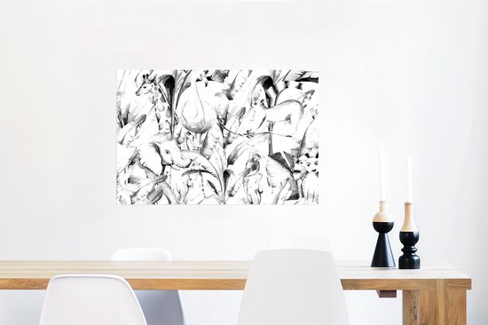 Poster Waterverf - Dieren - Planten - Jungle - Jongens - Meisjes - Kinderen - 90x60 cm