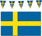 Versiering pakket vlaggen Zweden voor binnen/buiten - Vlag 150 x 90 cm en puntvlaggetjes