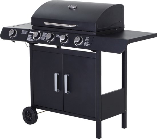 Gasbarbecue - Gas BBQ - BBQ - Barbecue - Barbeque - Grill - 5 branders -  Zwart | bol.com