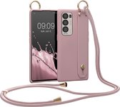 kwmobile Hoesje geschikt voor Oppo Find X3 Neo - Telefoonhoesje met koord en handgreep - Hoes voor smartphone in winter roze