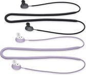 kwmobile 2x oordopjes koord - geschikt voor Samsung Galaxy Buds 2 - Voor draadloze oordoppen tegen verlies - In lavendel / zwart