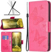 Mobigear Telefoonhoesje geschikt voor Nokia G11 Hoesje | Mobigear Butterfly Bookcase Portemonnee | Pasjeshouder voor 2 Pasjes | Telefoonhoesje voor Pinpas / OV Kaart / Rijbewijs - Magenta