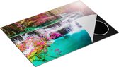 Chefcare Inductie Beschermer Waterval in de Herfst met Kleurrijke Bloemen - 75x55 cm - Afdekplaat Inductie - Kookplaat Beschermer - Inductie Mat