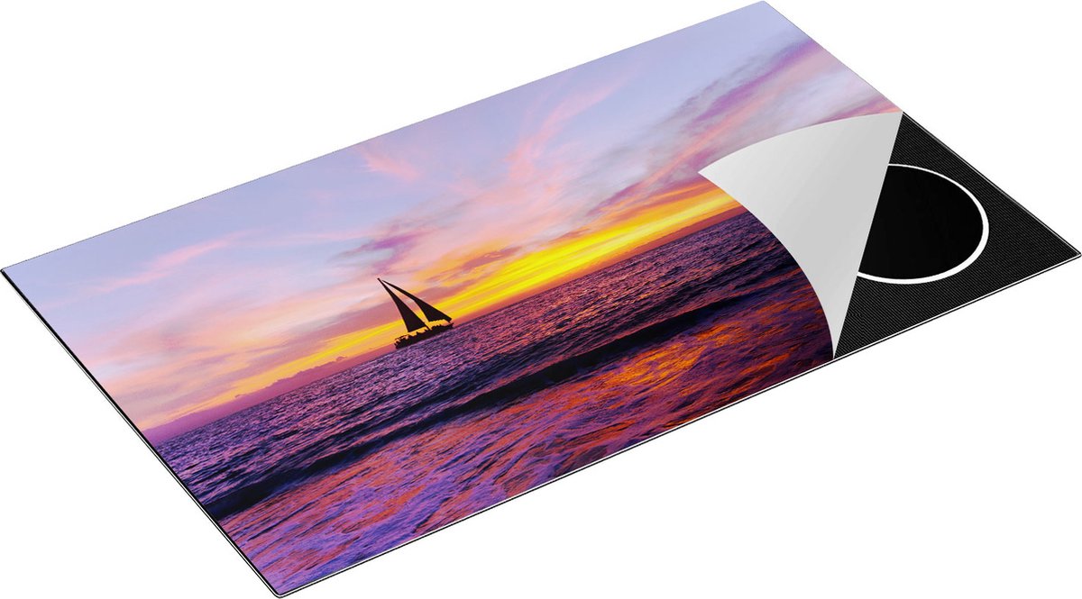 Chefcare Inductie Beschermer Zeilboot Silhouet bij Zonsondergang - 91,6x52,7 cm - Afdekplaat Inductie - Kookplaat Beschermer - Inductie Mat