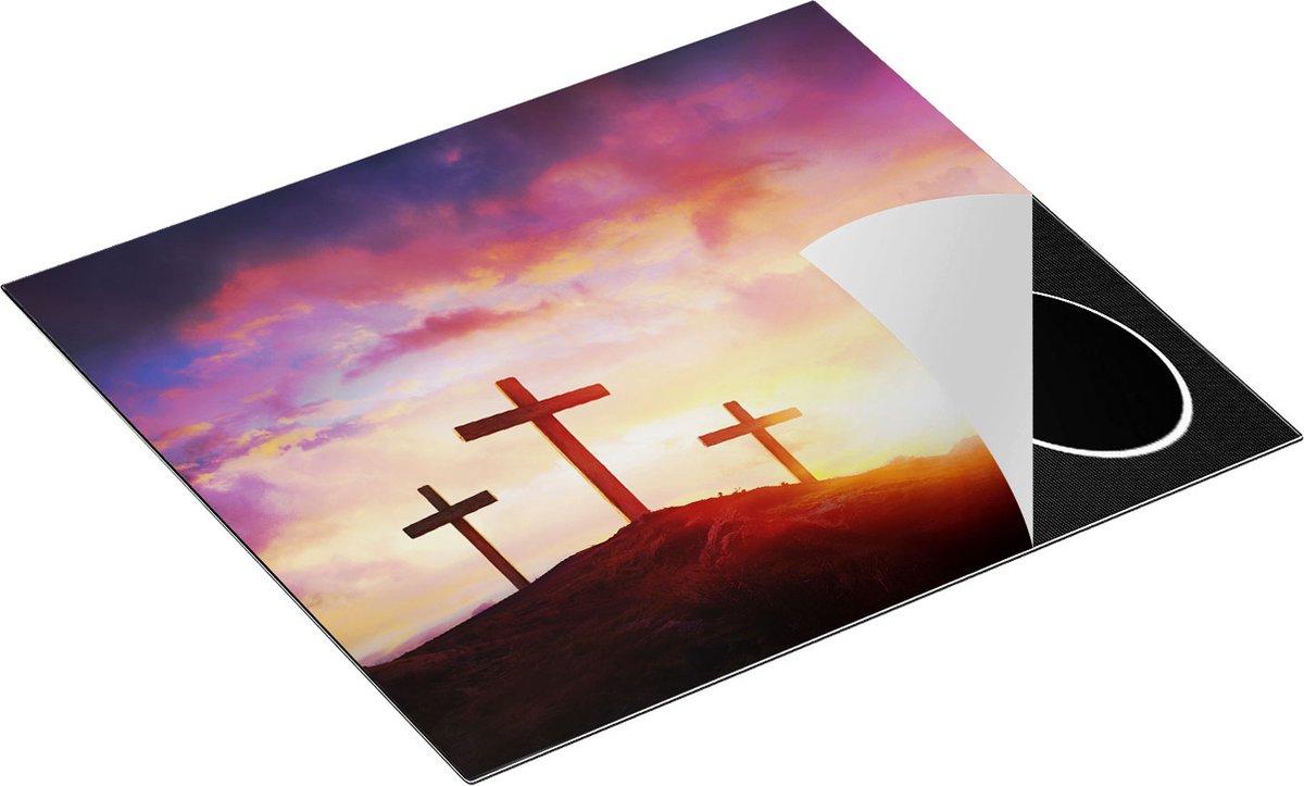 Chefcare Inductie Beschermer Kruisiging van Jezus Christus - Drie Kruisen - 57,6x51,6 cm - Afdekplaat Inductie - Kookplaat Beschermer - Inductie Mat