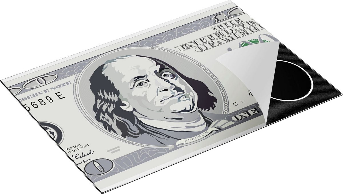 Chefcare Inductie Beschermer Geld Dollar Biljet - Briefje van 100 Dollar - 77x51 cm - Afdekplaat Inductie - Kookplaat Beschermer - Inductie Mat