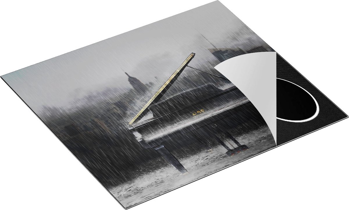 Chefcare Inductie Beschermer Piano in de Regen voor een Stad - 57,6x51,6 cm - Afdekplaat Inductie - Kookplaat Beschermer - Inductie Mat