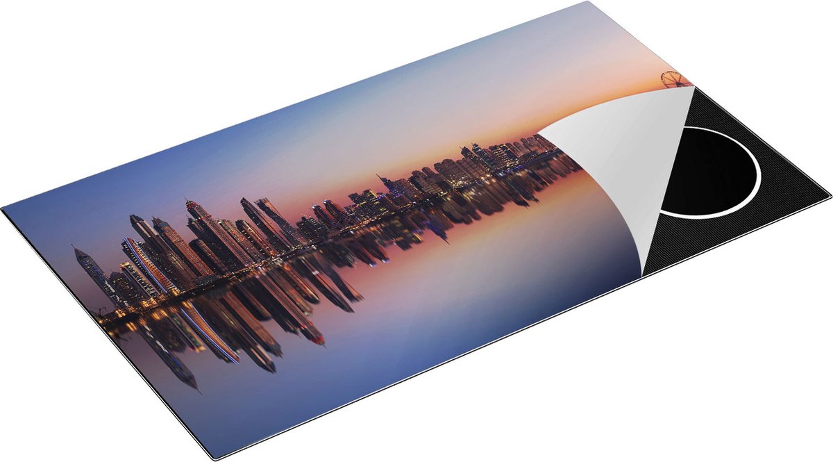 Chefcare Inductie Beschermer Skyline Dubai Stad bij Zonsondergang - 90x50 cm - Afdekplaat Inductie - Kookplaat Beschermer - Inductie Mat