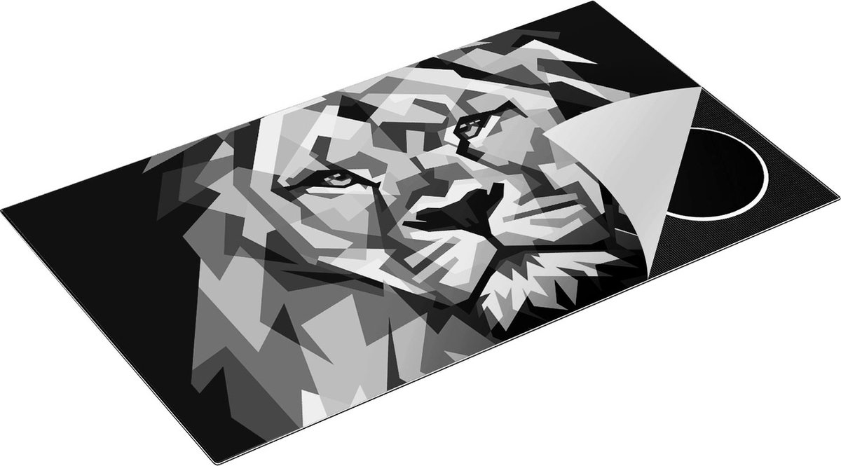Chefcare Inductie Beschermer Gekleurde Leeuw - Abstract - in Kleur - Zwart Wit - 90x50 cm - Afdekplaat Inductie - Kookplaat Beschermer - Inductie Mat