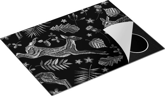 Chefcare Inductie Beschermer Herfst Achtergrond met Herten - Abstract - Zwart Wit - 70x55 cm - Afdekplaat Inductie - Kookplaat Beschermer - Inductie Mat