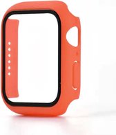 Smartphonica Hoesje met glazen screenprotector voor Apple Watch 45mm - Oranje / Glas geschikt voor Apple Watch