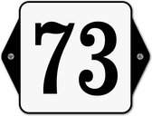 Huisnummerbord klassiek - huisnummer 73 - 16 x 12 cm - wit - schroeven  - nummerbord  - voordeur