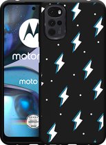 Motorola Moto G22 Hoesje Zwart Bliksemschichten - Designed by Cazy