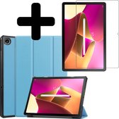 Hoes Geschikt voor Lenovo Tab M10 Plus 3rd Gen Hoes Luxe Hoesje Book Case Met Screenprotector - Hoesje Geschikt voor Lenovo Tab M10 Plus (3e Gen) Hoes Cover - Lichtblauw