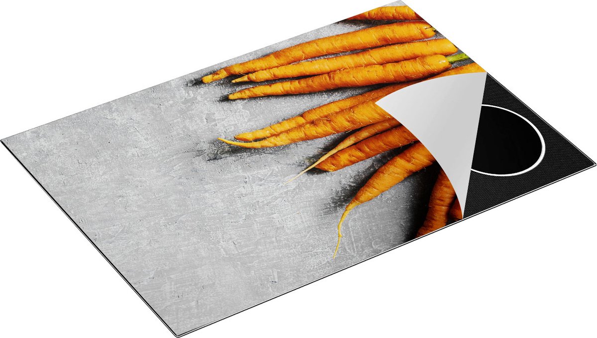 Chefcare Inductie Beschermer Wortels op Grijze Marmer - 76x51,5 cm - Afdekplaat Inductie - Kookplaat Beschermer - Inductie Mat