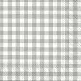 20x Vichy Karo 3-laags servetten grijs/wit geblokt 33 x 33 cm - Oktoberfest servetten