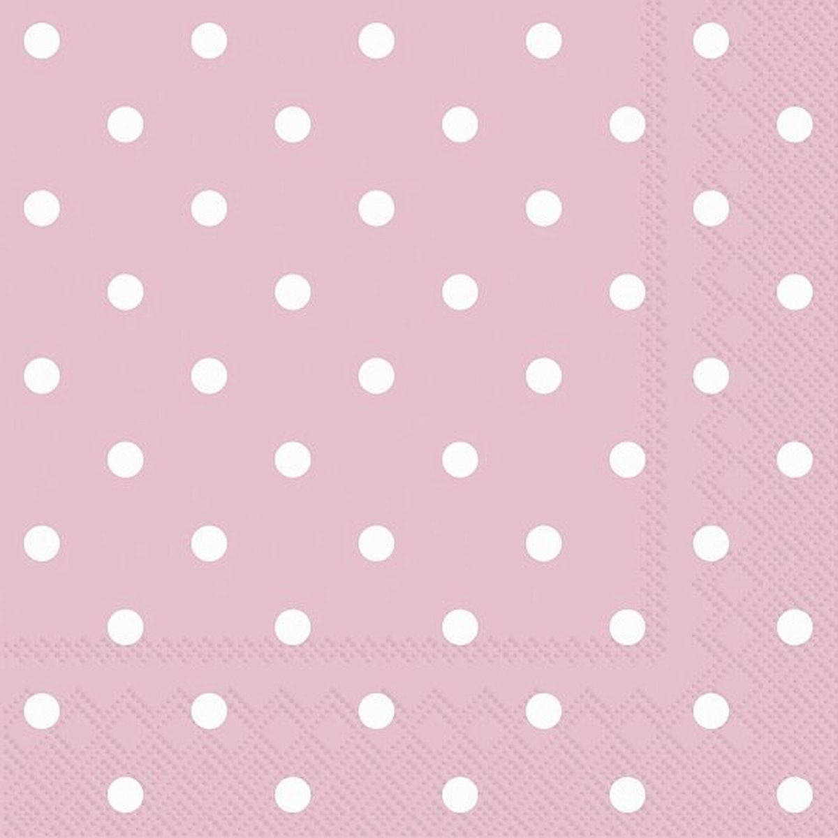 20x Polka Dot 3-laags servetten licht roze met witte stippen 33 x 33 cm