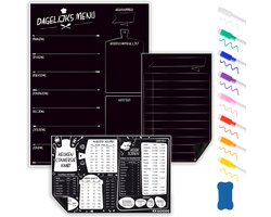 RX Goods® Magnetische Week Maaltijdplanner Blackboard Set met 5 Markers & Wisser – Incl. To do lijst & Keuken Conversie kaart - Whiteboard