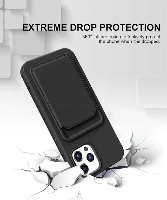 LuxeBass Hoesje geschikt voor iPhone 11 Pro Max - Siliconen hoesje - Zwart - Pasjeshouder - telefoonhoes - gsm hoes - gsm hoesjes - LuxeBass