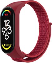 Nylon Smartwatch bandje - Geschikt voor Xiaomi Mi Band 7 nylon bandje - rood - Strap-it Horlogeband / Polsband / Armband