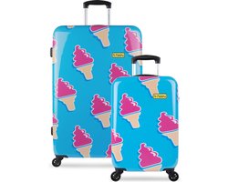 BHPPY Kofferset 2 delig (55/76 cm) - Handbagage koffer - Ruimbagage koffer - Lichtgewicht reiskoffers set - 128 L inhoud - Trolley - Soft Ice Ice Baby