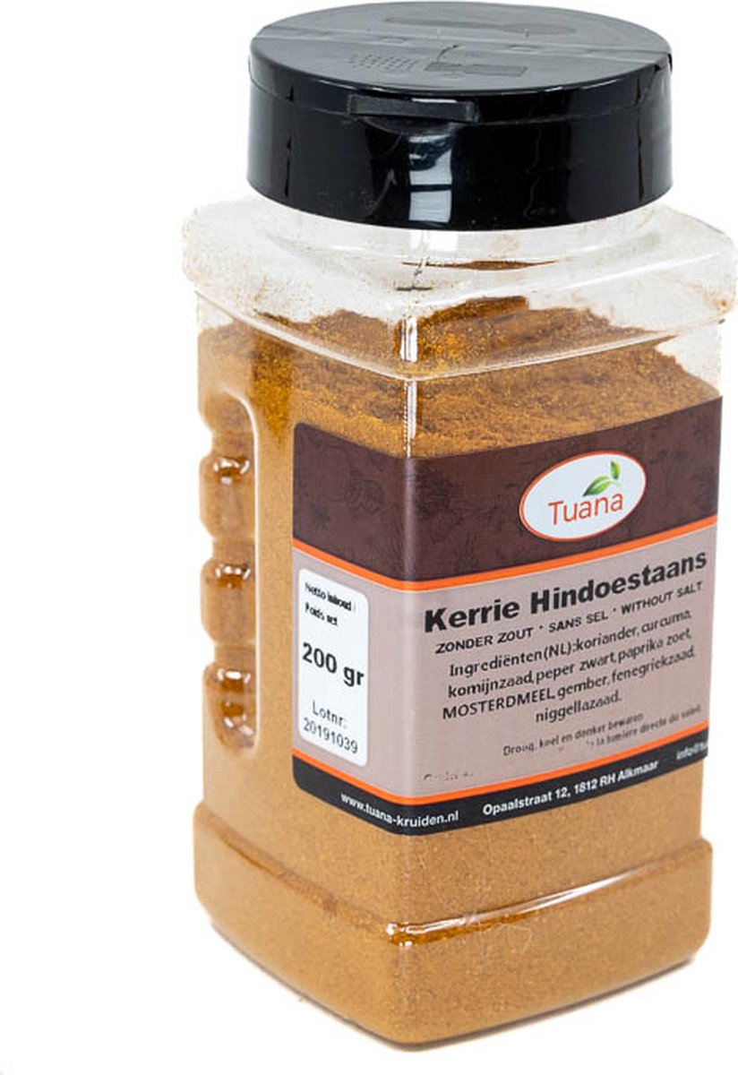 Goedkoopste Tuana Kruiden - Kerrie Hindoestaans - Strooibus 150 Gram - Kruiden Zonder Zout - MP-K-0022