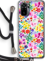 Case Company® - Hoesje met koord geschikt voor Xiaomi Redmi Note 10 Pro hoesje met Koord - Little Flowers - Telefoonhoesje met Zwart Koord - Bescherming aan alle Kanten en Over de Schermrand