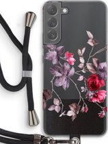 Case Company® - Hoesje met koord geschikt voor Samsung Galaxy S22 Plus hoesje met Koord - Mooie bloemen - Telefoonhoesje met Zwart Koord - Bescherming aan alle Kanten en Over de Schermrand