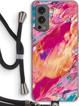 Case Company® - Hoesje met koord geschikt voor OnePlus Nord 2 5G hoesje met Koord - Pastel Echoes - Telefoonhoesje met Zwart Koord - Bescherming aan alle Kanten en Over de Schermrand