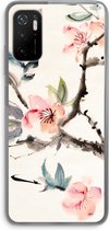 Case Company® - Hoesje geschikt voor Xiaomi Poco M3 Pro 5G hoesje - Japanse bloemen - Soft Cover Telefoonhoesje - Bescherming aan alle Kanten en Schermrand