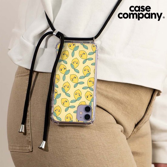 Case Company® - Coque pour iPhone 7 avec cordon - Citrons - Coque pour téléphone avec cordon Zwart - Protection Extra sur tous les côtés et sur le bord de l'écran