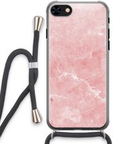 Case Company® - Hoesje met koord geschikt voor iPhone 8 hoesje met Koord - Roze marmer - Telefoonhoesje met Zwart Koord - Extra Bescherming aan alle Kanten en Over de Schermrand