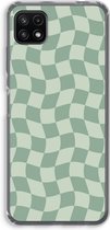 Case Company® - Hoesje geschikt voor Samsung Galaxy A22 5G hoesje - Grid Groen - Soft Cover Telefoonhoesje - Bescherming aan alle Kanten en Schermrand