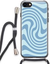 Case Company® - Hoesje met koord geschikt voor iPhone 7 hoesje met Koord - Swirl Blauw - Telefoonhoesje met Zwart Koord - Extra Bescherming aan alle Kanten en Over de Schermrand